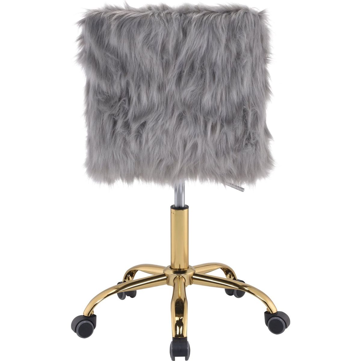 Arundell Office Chair in Gray Faux Fur & Gold Finish