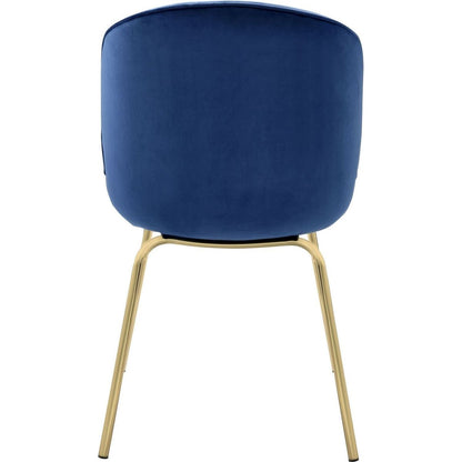 Chuchip Side Chair (Set-2) in Blue Velvet & Gold