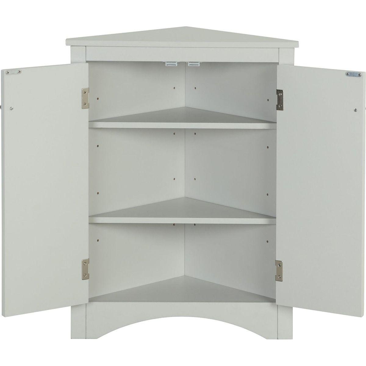 Grey Triangle Bathroom Storage Cabinet with Adjustable Shelves, Freestanding Floor Cabinet for Home Kitchen