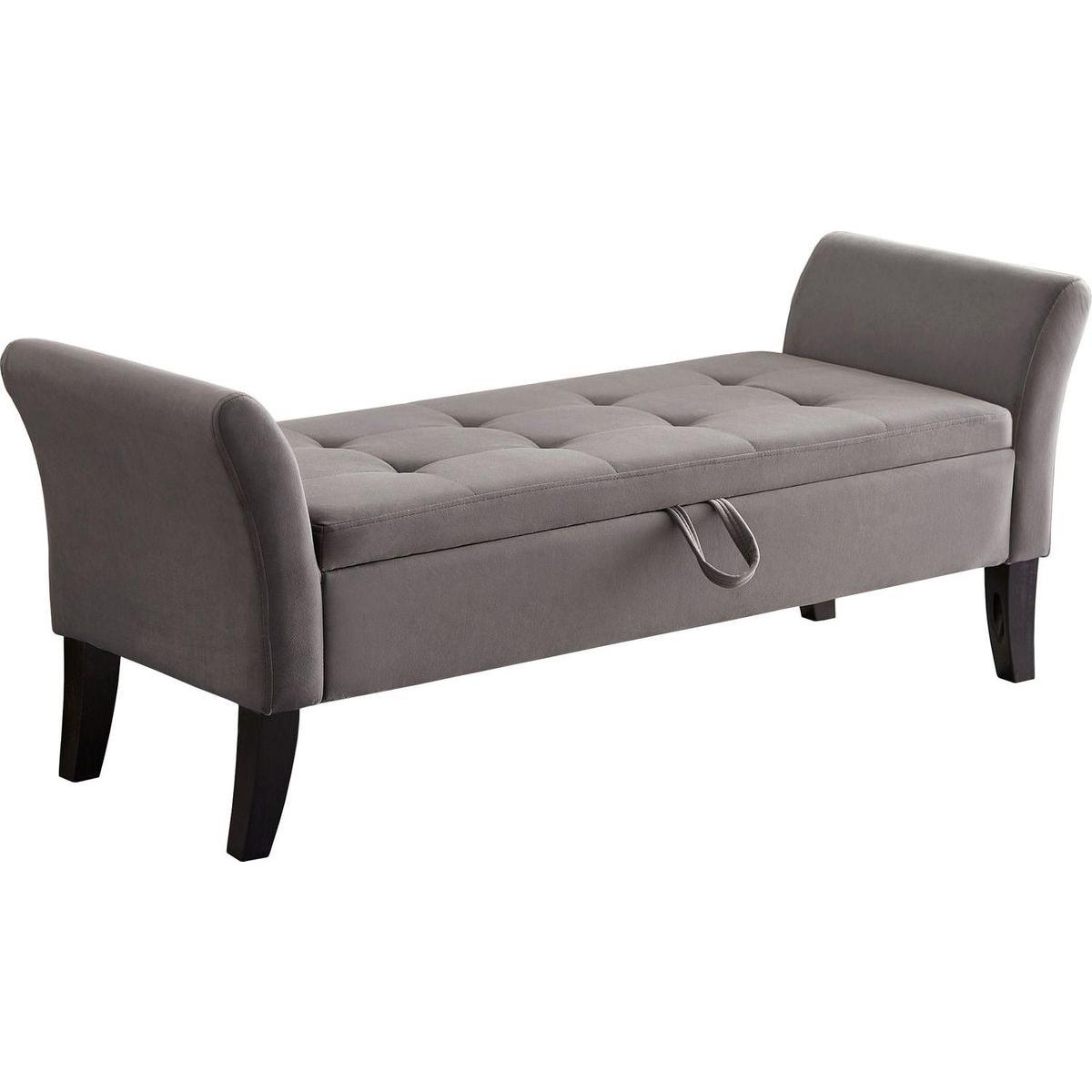 51.5" Bed Bench with Storage Grey Velvet - Streamdale Furniture