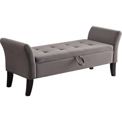 51.5" Bed Bench with Storage Grey Velvet - Streamdale Furniture