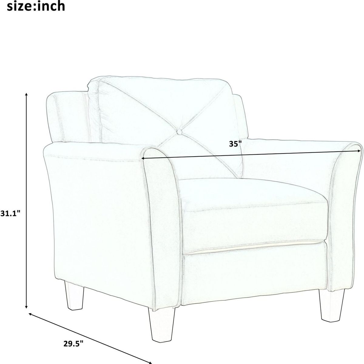 Button Tufted 3 Piece Chair Loveseat Sofa Set