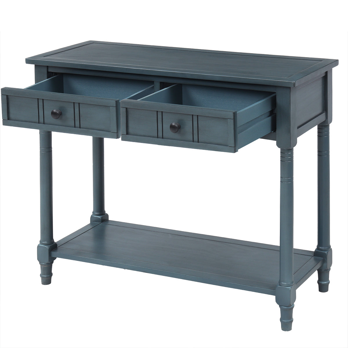 Daisy Series Console Table Traditional Design with Two Drawers and Bottom Shelf (Navy)