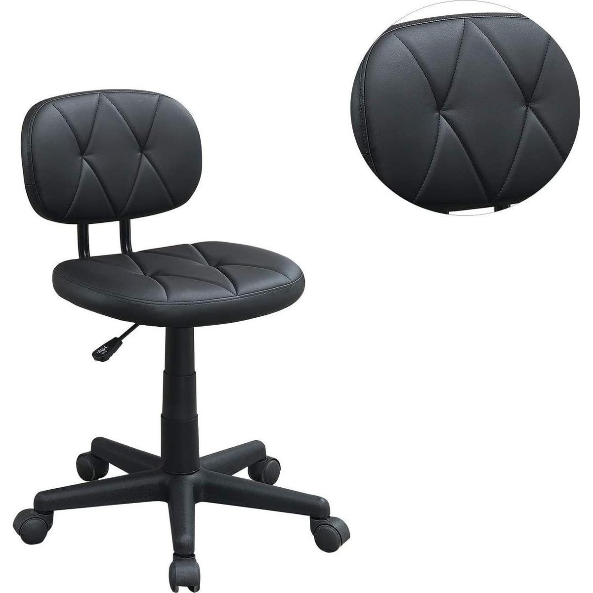 Modern 1pc Office Chair Black Tufted Design Upholstered Chairs with wheels