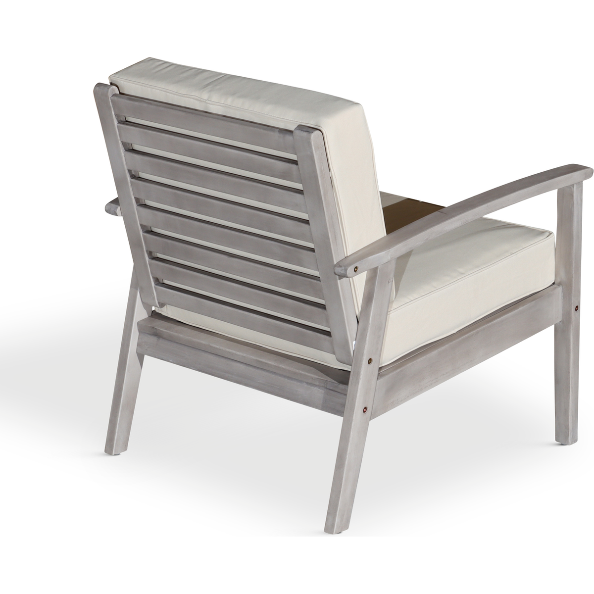 Deep Seat Eucalyptus Chair, Silver Gray Finish, Dark Green Cushions