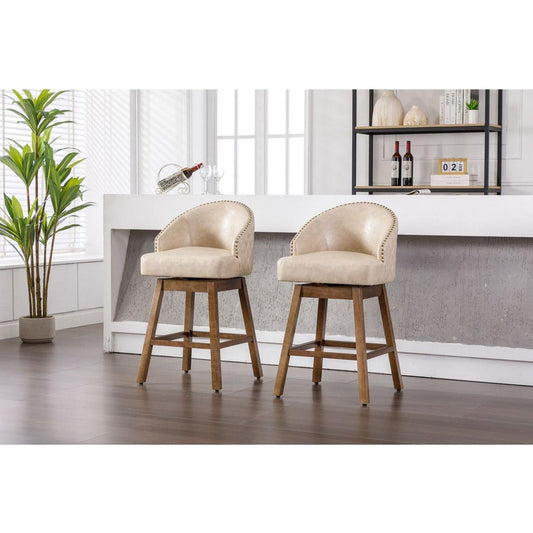 Bar Stools Set of 2 Counter Height Chairs with Footrest for Kitchen, Dining Room And 360 Degree Swivel