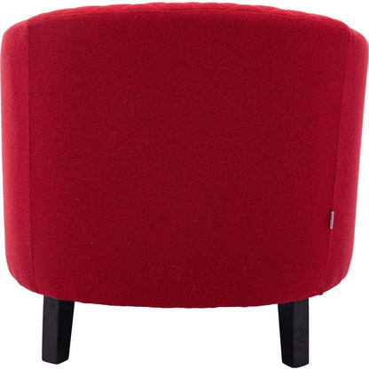 accent Barrel chair living room chair with nailheads and solid wood legs Red Linen