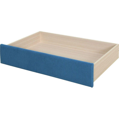 Twin Size Corduroy Daybed with Two Drawers and Wood Slat, Blue