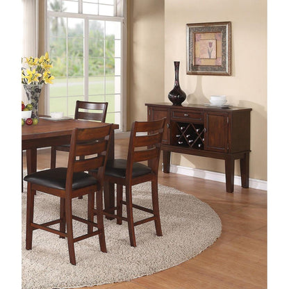 Set of 2 Chairs Dining Room Furniture Antique walnut Wood Finish Cushioned Solid wood Counter Height Chairs Faux Leather Cushion