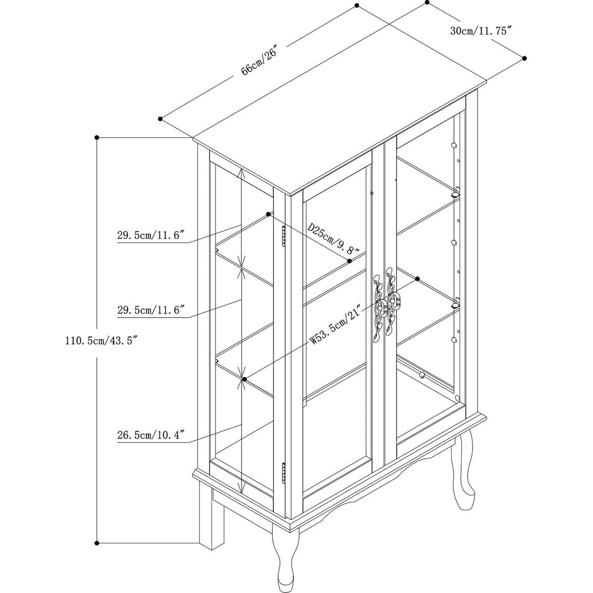 Curio Cabinet Lighted Curio Diapaly Cabinet with Adjustable Shelves and Mirrored Back Panel, Tempered Glass Doors (Walnut, 3 Tier), (E26 light bulb not included) - Streamdale Furniture