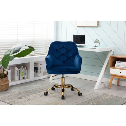 Velvet Swivel Shell Chair for Living Room, Office chair, Modern Leisure Arm Chair Navy