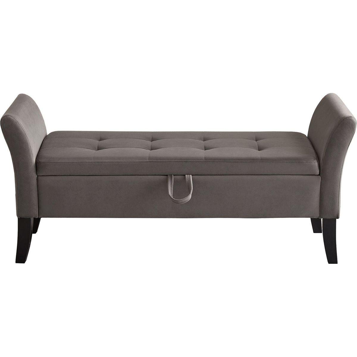 51.5" Bed Bench with Storage Grey Velvet - Streamdale Furniture