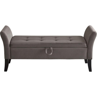 51.5" Bed Bench with Storage Grey Velvet - Streamdale Furniture