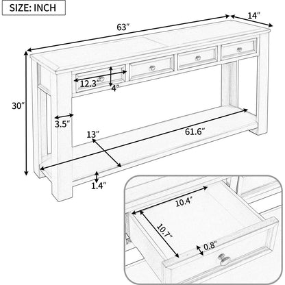 Console Table/Sofa Table with Storage Drawers and Bottom Shelf for Entryway Hallway (Espresso) - Streamdale Furniture