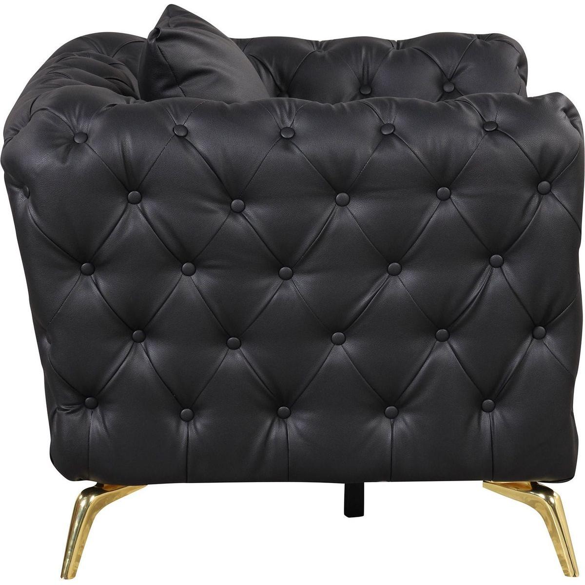 44" Modern Sofa Couch PU Upholstered Sofa with Sturdy Metal Legs, Button Tufted Back, Single Sofa Chair for Living Room, Apartment, Home Office, Black