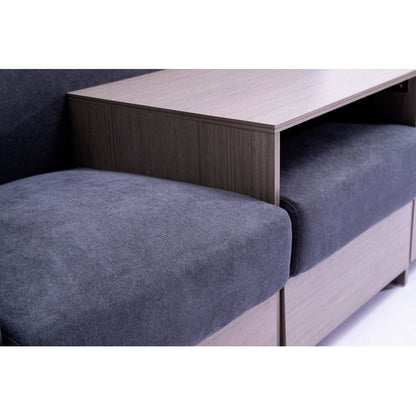 double armrests with coffee table and drawers 77.9" gray chenille living room apartment studio sofa