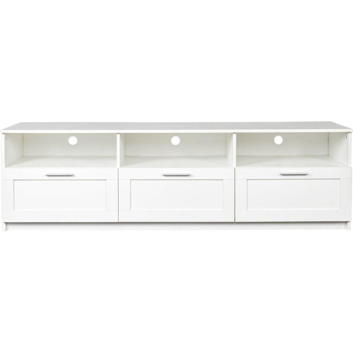 White modern minimalist TV cabinet 80 inch TV stand, open locker Living Room Bedroom