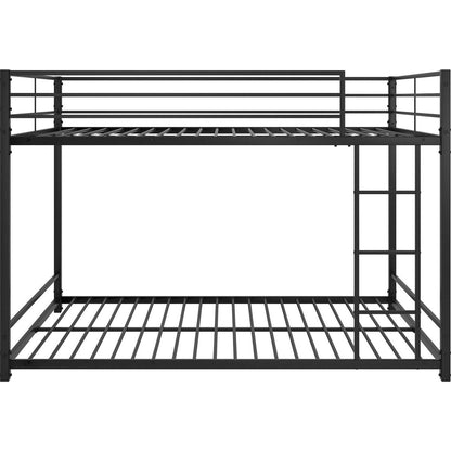 Metal Bunk Bed Full Over Full, Bunk Bed Frame with Safety Guard Rails, Heavy Duty Space-Saving Design, Easy Assembly Black