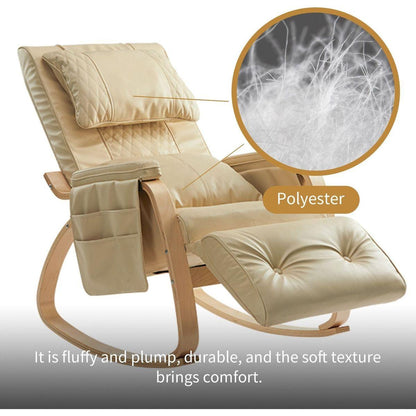 MASSAGE Comfortable Relax Rocking Chair Cream White