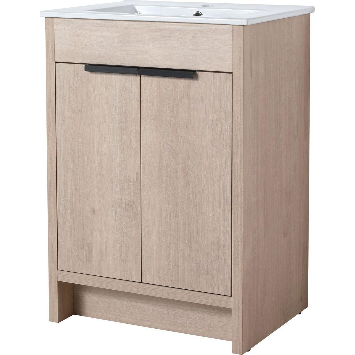 Freestanding Bathroom Vanity with White Ceramic Sink & 2 Soft-Close Cabinet Doors ((KD-PACKING),BLO-G-BL9060B),W1286S