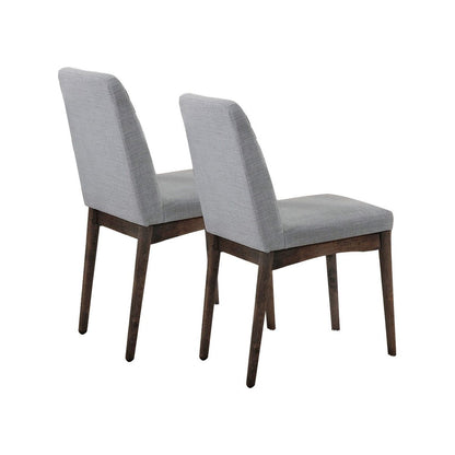 Grey Fabric Upholstered Dining Chair, Brown (Set of 2)