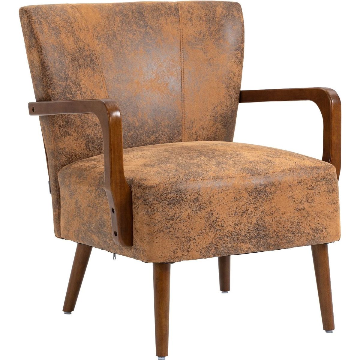 Wood Frame Armchair, Modern Accent Chair Lounge Chair for Living Room