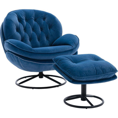 Accent chair TV Chair Living room Chair with Ottoman-Blue