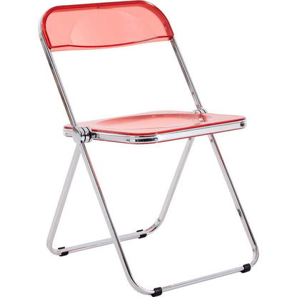 RED Clear Transparent Folding Chair Chair Pc Plastic Living Room Seat