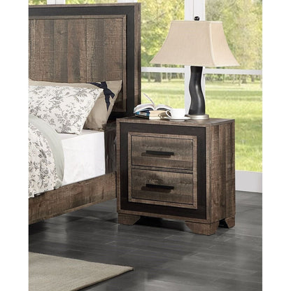 Oak Finish 1pc Nightstand Paper veneer Bedroom Furniture 2-Drawers Bedside Table