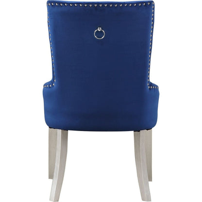 Varian Side Chair (1Pc), Blue Fabric & Antique Platinum