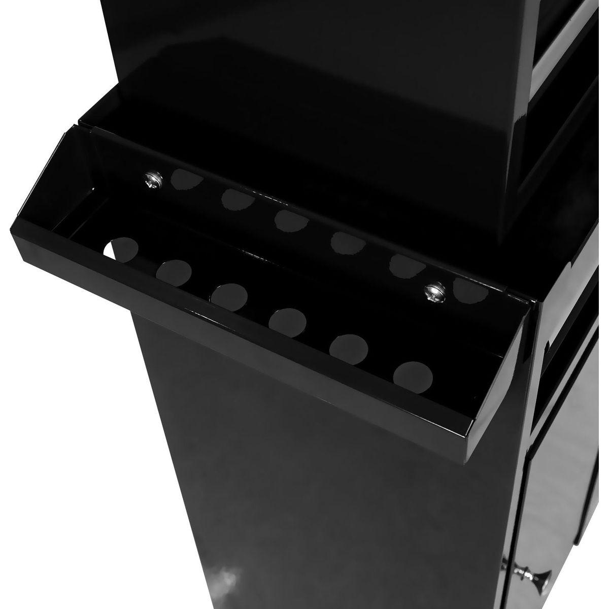 Detachable 5 Drawer Tool Chest with Bottom Cabinet and one Adjustable Shelf--Black