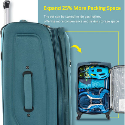 Softside Luggage Expandable 3 Piece Set Suitcase Upright Spinner Softshell Lightweight Luggage Travel Set