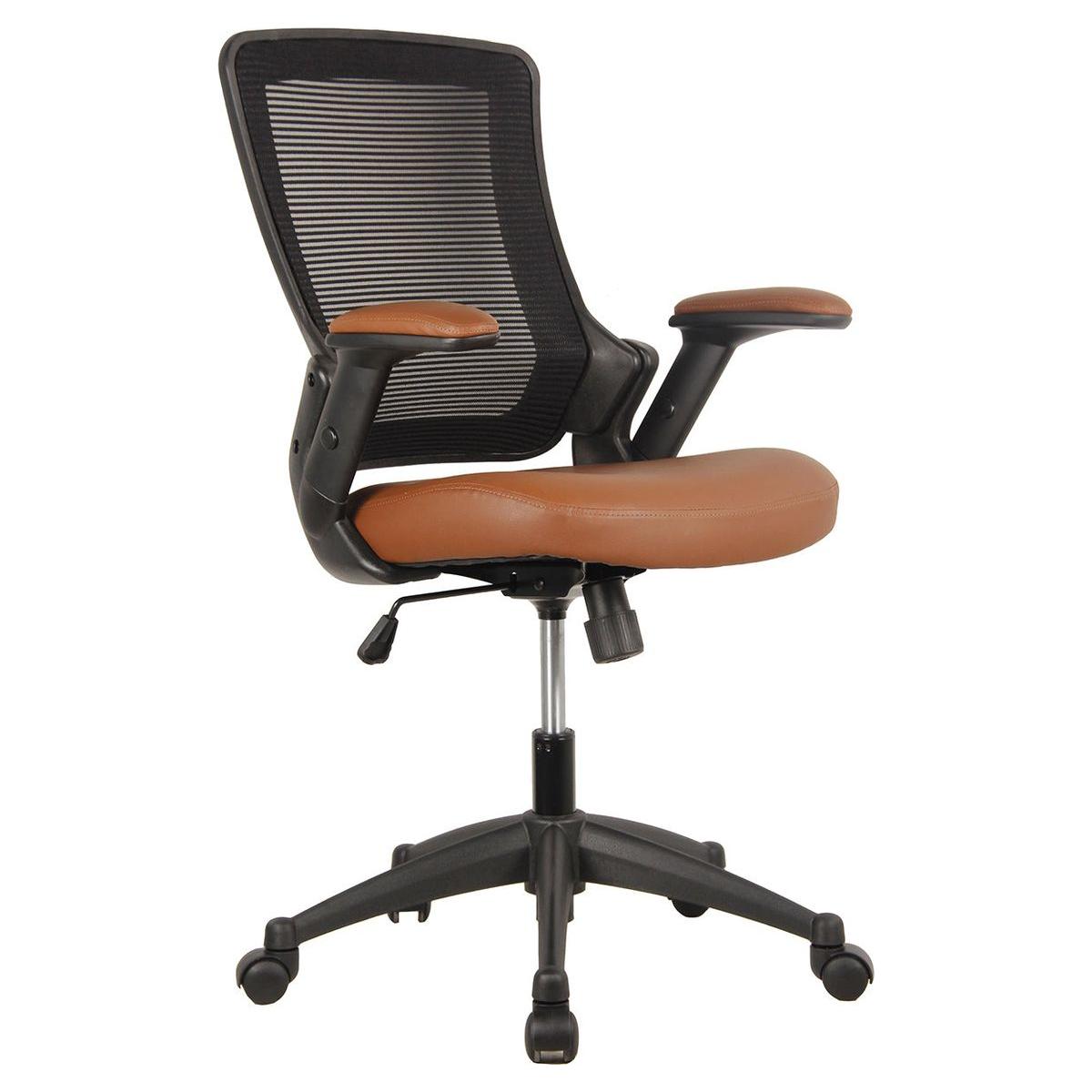 Mid-Back Mesh Task Office Chair with Height Adjustable Arms, Brown