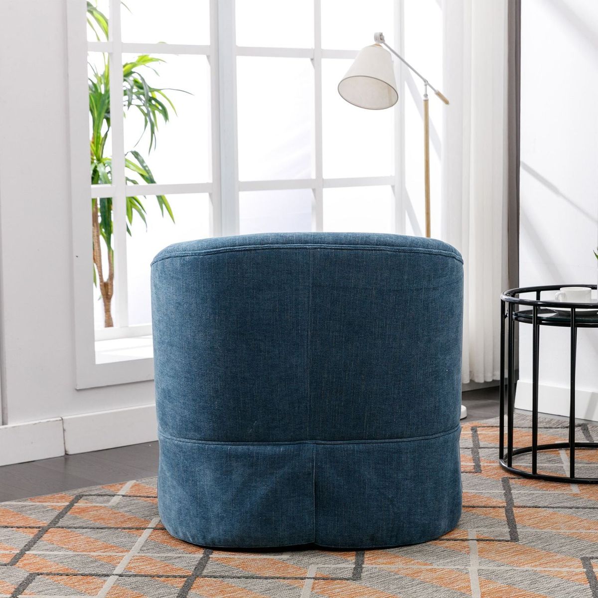 degree Swivel Accent Armchair Linen Blend Blue