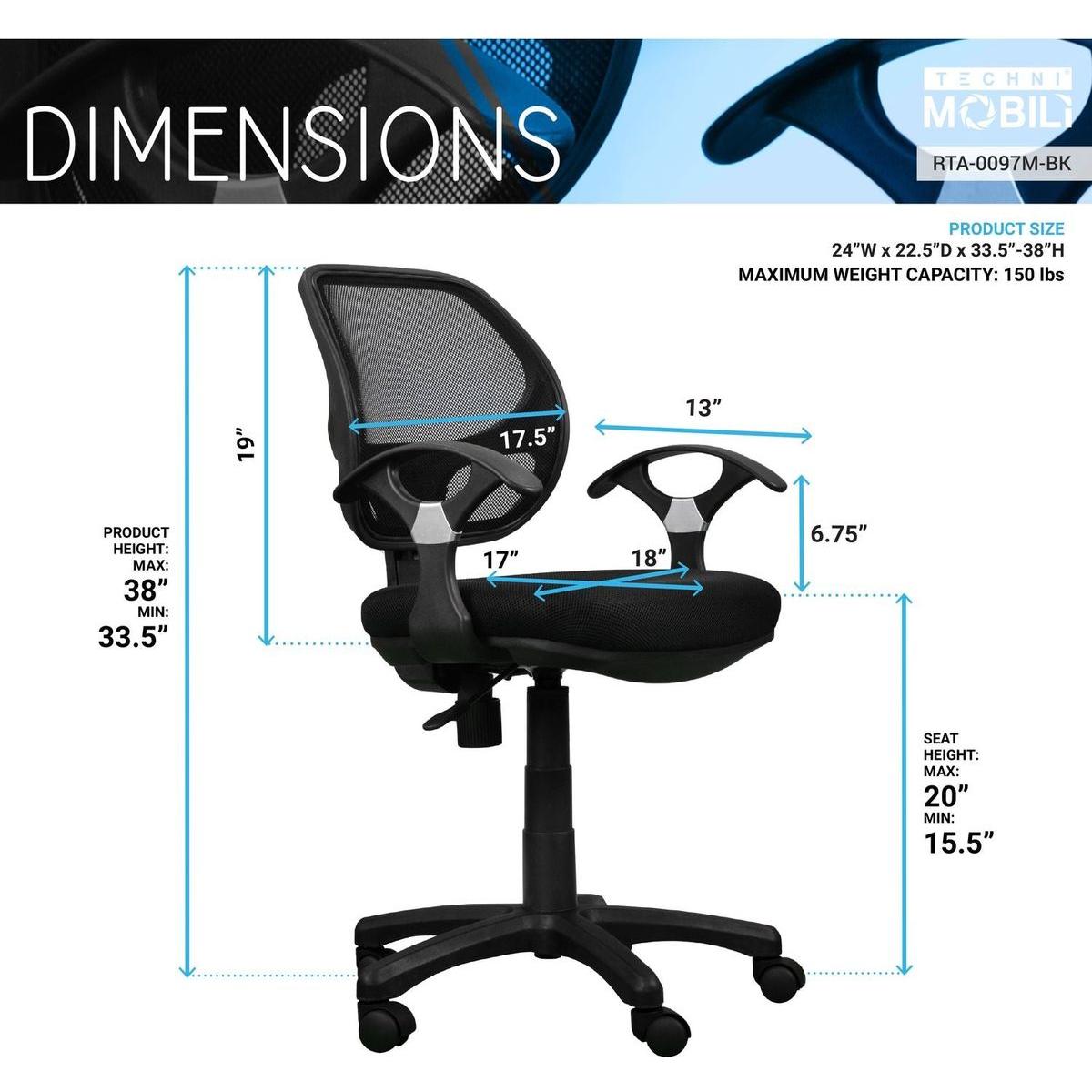 Midback Mesh Task Office Chair, Black