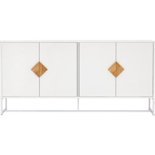 Solid wood special shape square handle design with 4 doors and double storage sideboard - Streamdale Furniture