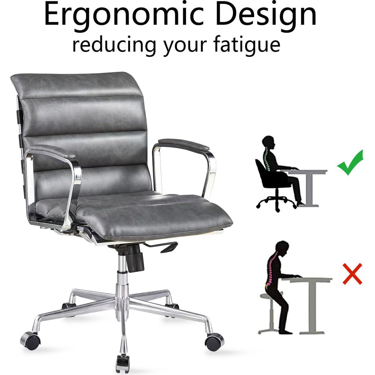 Modern swivel office desk chair luxury executive boss ergonomic computer chair armrest brown color metal frame office chair