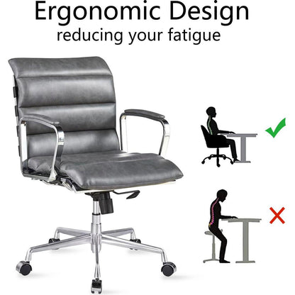 Modern swivel office desk chair luxury executive boss ergonomic computer chair armrest brown color metal frame office chair