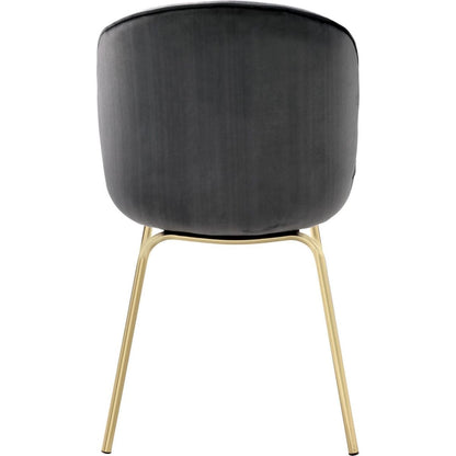 Chuchip Side Chair (Set-2) in Gray Velvet & Gold