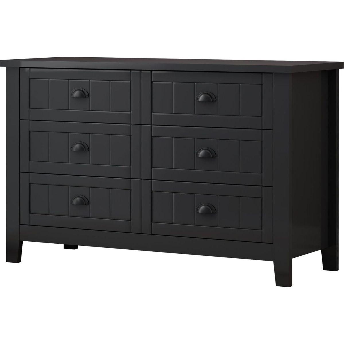 DRAWER DRESSER CABINETAR CABINET, storge cabinet, lockers, retro shell-shaped handle, can be placed in the living room, bedroom, dining room, black