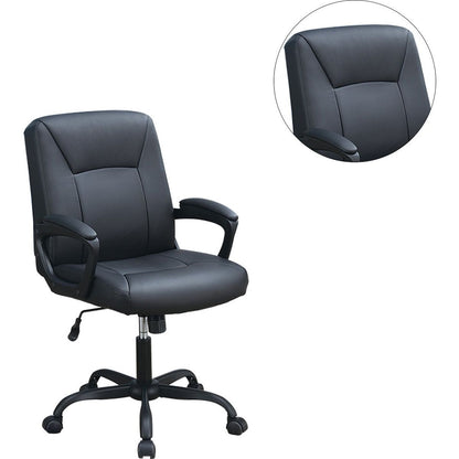 Adjustable Height Office Chair with Padded Armrests, Black