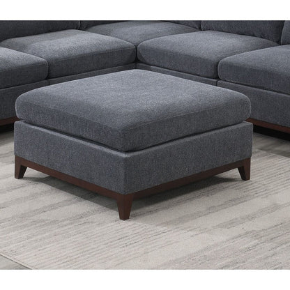 Ash Grey Chenille Fabric Modular Sectional 6pc Set Living Room Furniture Corner Sectional Couch 3x Corner Wedge 2x Armless Chairs and 1x Ottoman Tufted Back