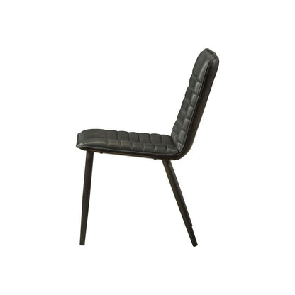 Hosmer Side Chair (Set-2) in Black Top Grain Leather & Antique Black