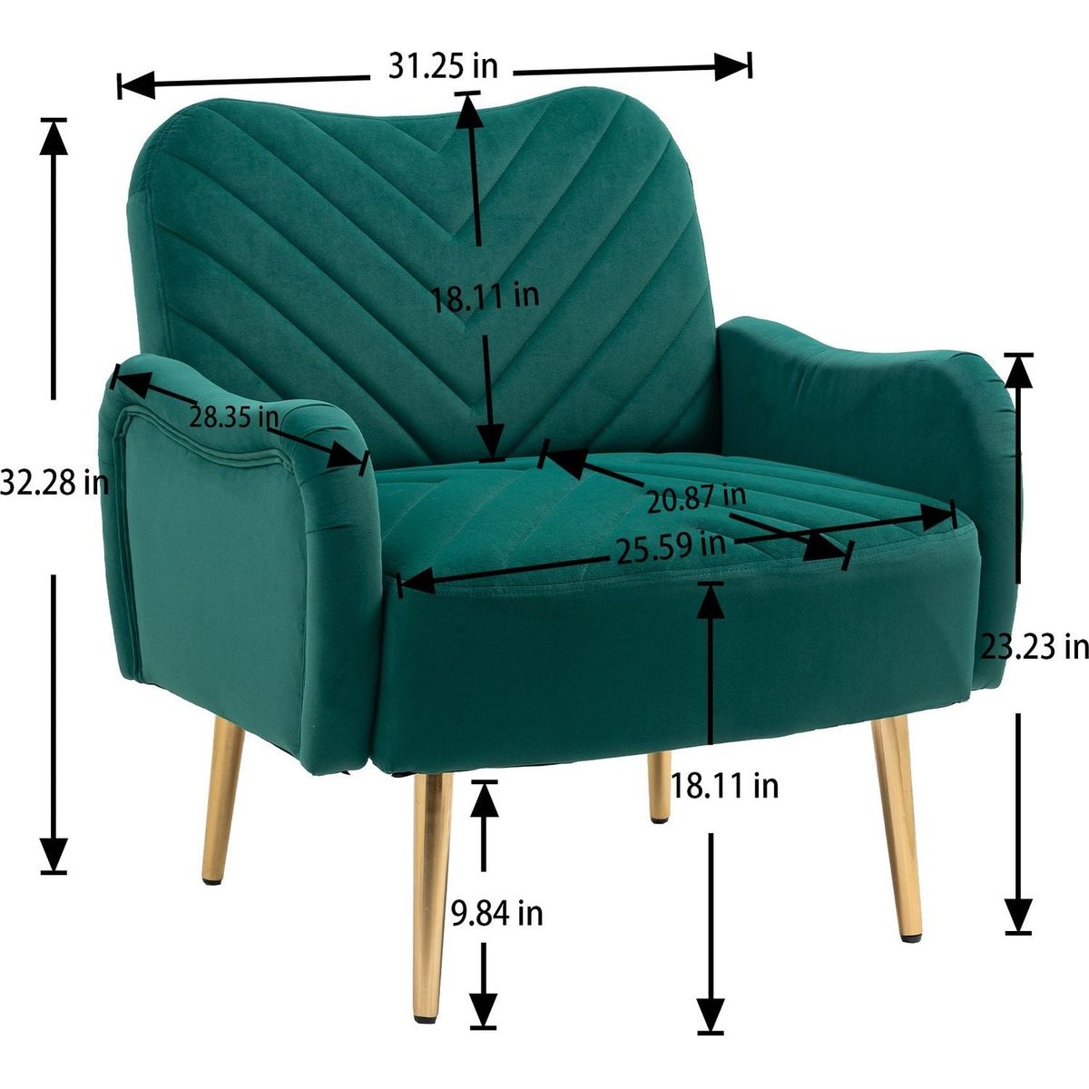 Velvet Chair, Accent chair/ Living room lesiure chair with metal feet