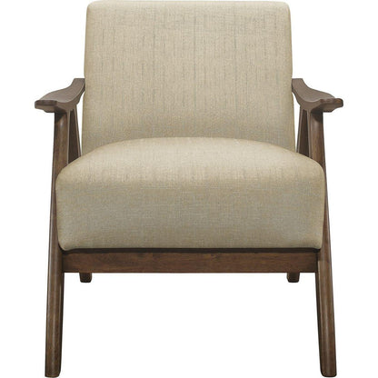 Modern Home Furniture Light Brown Fabric Upholstered 1pc Accent Chair Walnut Finish Wood Cushion Back and Seat Furniture