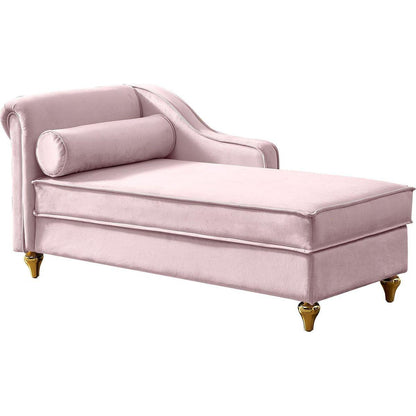 Modern Upholstery Chaise Lounge Chair with Storage Velvet (Pink)