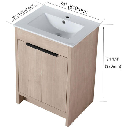 Freestanding Bathroom Vanity with White Ceramic Sink & 2 Soft-Close Cabinet Doors ((KD-PACKING),BLO-G-BL9060B),W1286S