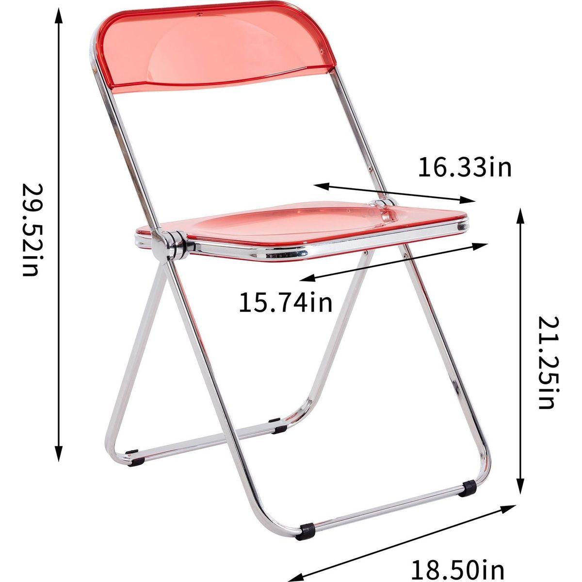 RED Clear Transparent Folding Chair Chair Pc Plastic Living Room Seat