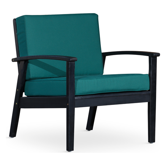 Deep Seat Eucalyptus Chair, Espresso Finish, Dark Green Cushions