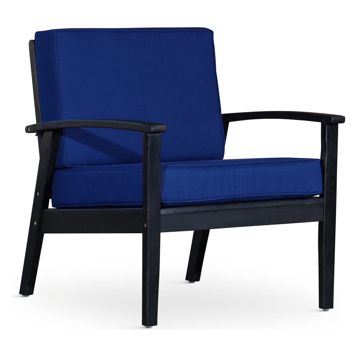 Deep Seat Eucalyptus Chair, Espresso Finish, Navy Cushions